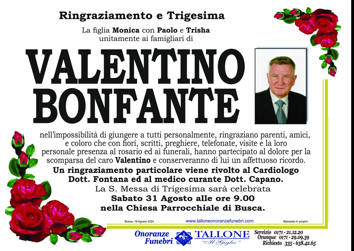<br />
<b>Warning</b>:  Undefined variable $info in <b>/home/tallone/public_html/ringraziamenti.php</b> on line <b>68</b><br />
Valentino Bonfante